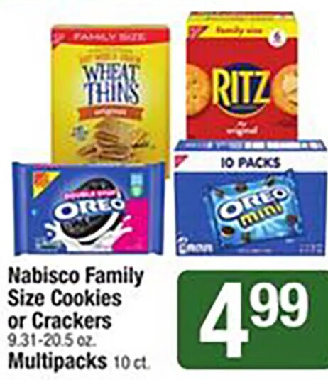 Nabisco Family Size Cookies or Crackers at Shaw's