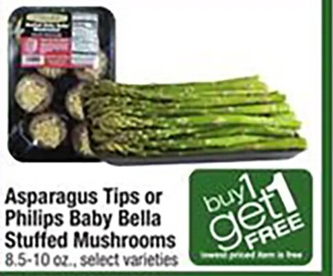 Asparagus Tips or Philips Baby Bella Stuffed Mushrooms