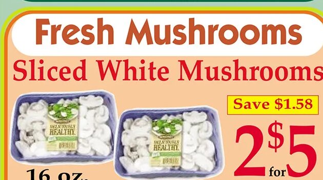 Fresh Mushrooms Sliced White Mushrooms