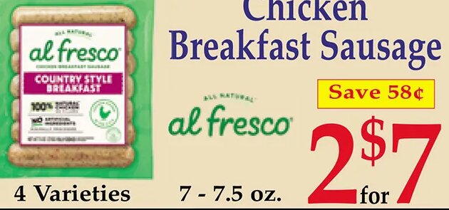 al fresco Chicken Breakfast Sausage at Market Basket