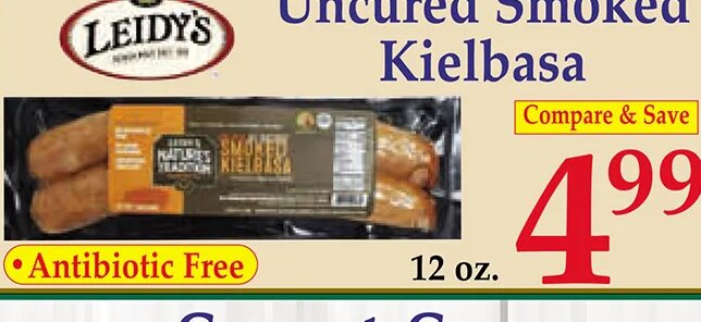 Leidy's Uncured Smoked Kielbasa at Market Basket
