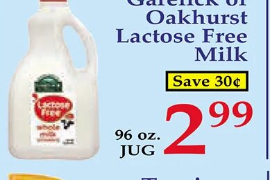Garelick or Oakhurst Lactose Free Milk at Market Basket