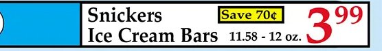 Snickers Ice Cream Bars at Market Basket