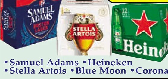 Samuel Adams/Heineken/Stella Artois/Blue Moon/Corona at Market Basket
