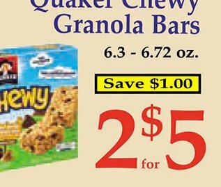 Quaker Chewy Granola Bars at Market Basket