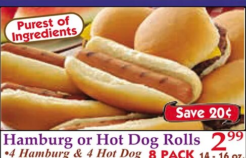 Hamburg or Hot Dog Rolls at Market Basket