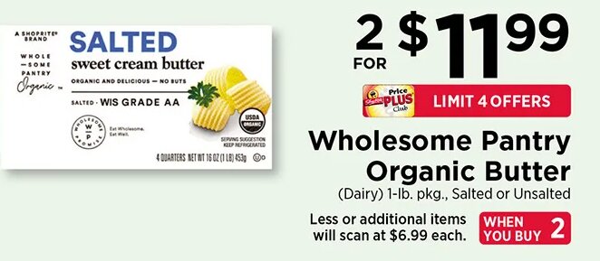 Wholesome Pantry Organic Butter at ShopRite