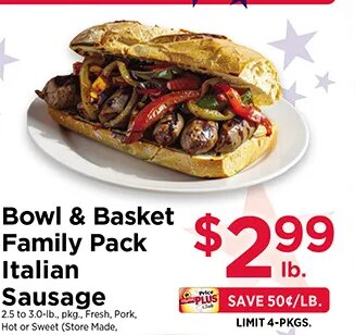 Bowl & Basket Family Pack Italian Sausage at ShopRite
