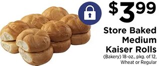 Store Baked Medium Kaiser Rolls