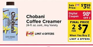 Chobani Coffee Creamer at ShopRite