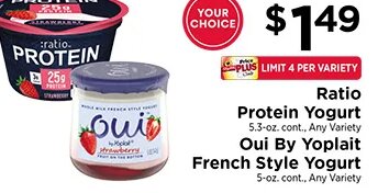 Ratio Protein Yogurt / Oui By Yoplait at ShopRite