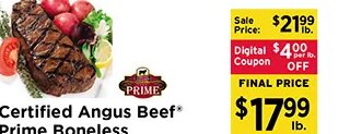 Certified Angus Beef Prime Boneless NY Strip Steak at ShopRite