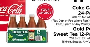 Coke Cans 24-Pack / Gold Peak / Sweet Tea 12-Pack at ShopRite
