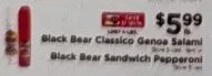 Black Bear Classico Genoa Salami, Black Bear Sandwich Pepperoni