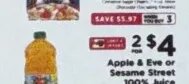 Apple & Eve or Sesame Street 100% Juice at ShopRite