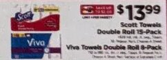 Scott Towels Double Roll 15-Pack / Viva Towels Double Roll 8-Pack at ShopRite
