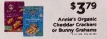 Annie's Organic Cheddar Crackers or Bunny Grahams at ShopRite