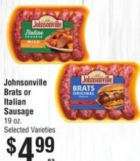 Johnsonville Brats or Italian Sausage