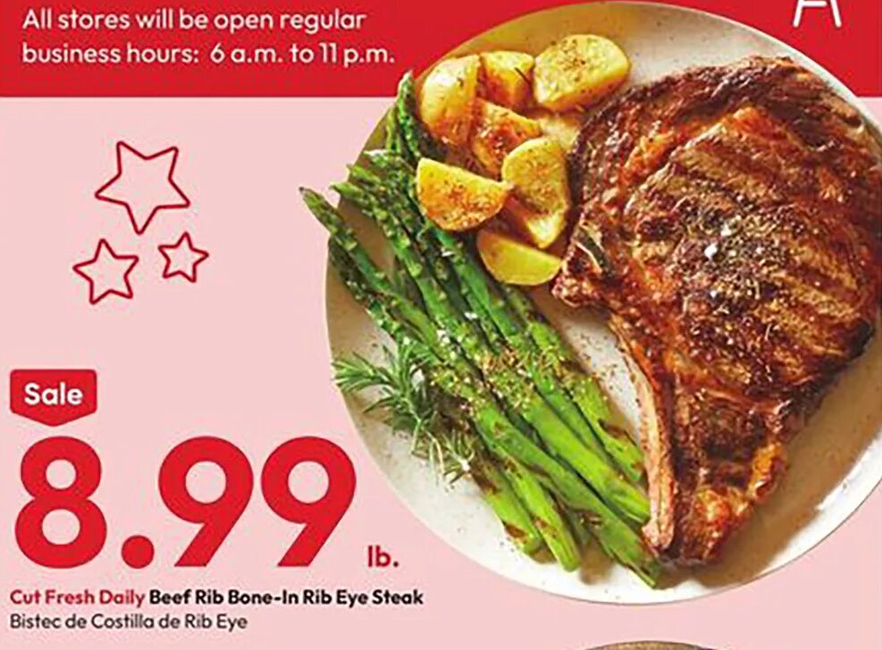 Cut Fresh Daily Beef Rib Bone-In Rib Eye Steak