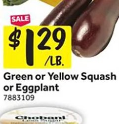 Green or Yellow Squash or Eggplant
