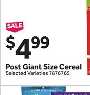 Post Giant Size Cereal at Stop & Shop