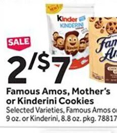Famous Amos or Kinderini Cookies at Stop & Shop