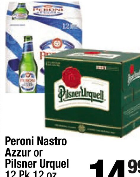 Peroni Nastro Azzur or Pilsner Urquell 12 Pk 12 oz Btls or Cans