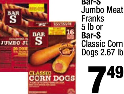 Bar-S Jumbo Meat Franks or Classic Corn Dogs at Super King Markets
