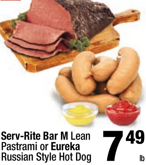 Serv-Rite Bar M Lean Pastrami or Eureka Russian Style Hot Dog at Super King Markets