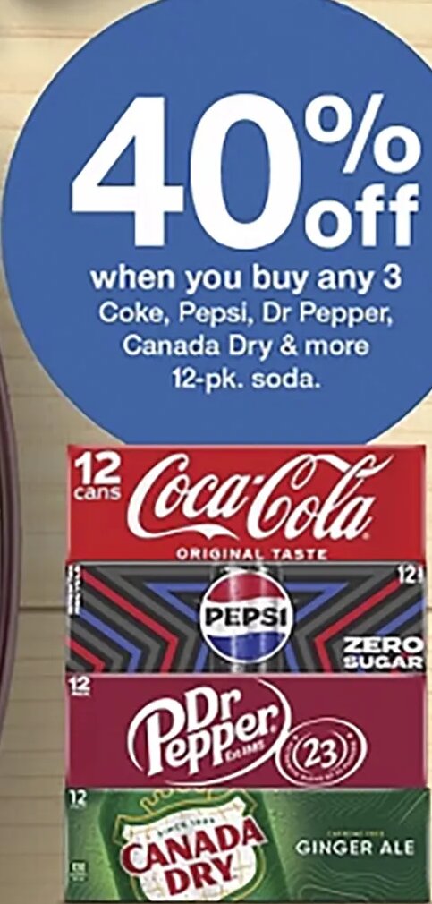 Coca-Cola, Pepsi, Dr Pepper, Canada Dry 12-pk. soda