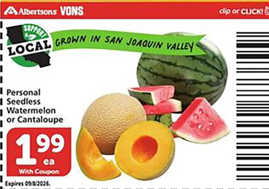 Personal Seedless Watermelon or Cantaloupe at Vons