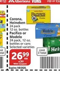 Corona, Heineken or Modelo at Vons