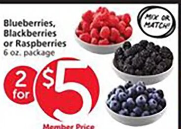 Blueberries, Blackberries or Raspberries at Vons