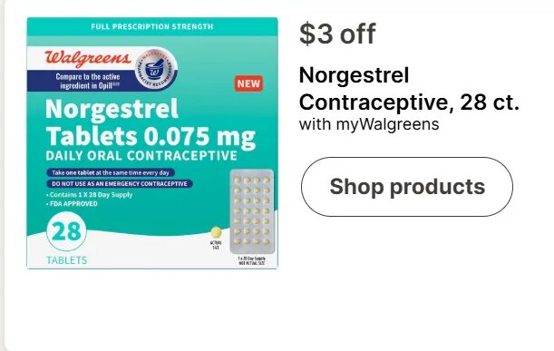 Norgestrel Contraceptive, 28 ct.