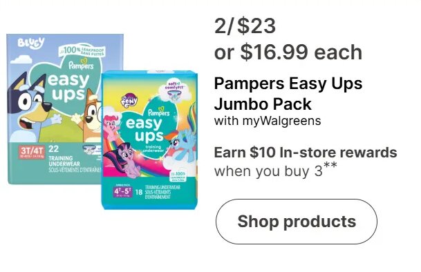 Pampers Easy Ups Jumbo Pack at Walgreens