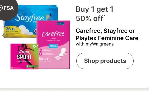Carefree, Stayfree or Playtex Feminine Care