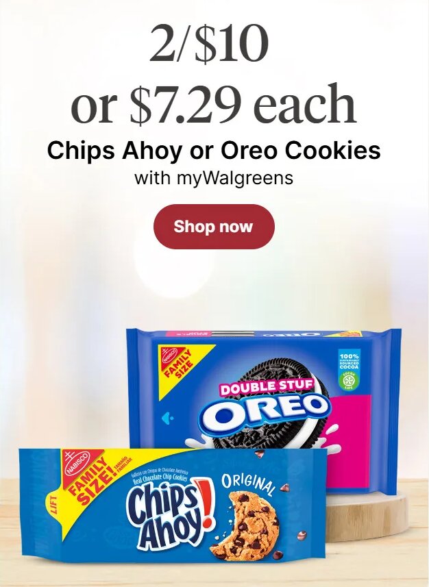 Chips Ahoy or Oreo Cookies at Walgreens