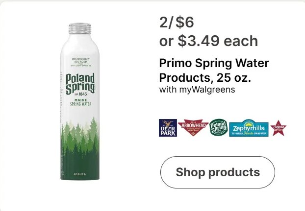 Primo Spring Water Products at Walgreens