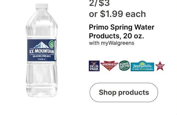 Primo Spring Water Products at Walgreens