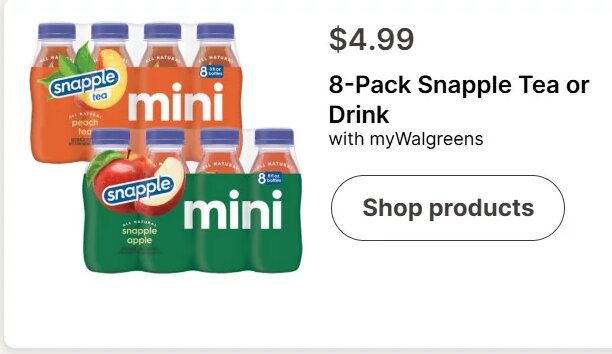 8-Pack Snapple Tea or Drink at Walgreens