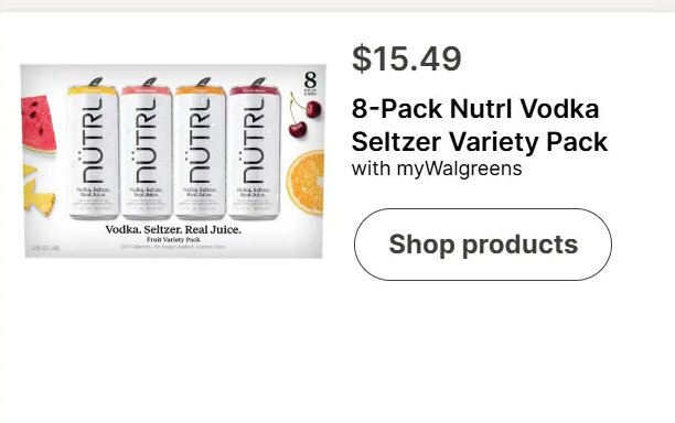 8-Pack Nutrl Vodka Seltzer Variety Pack at Walgreens