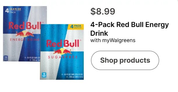 4-Pack Red Bull Energy Drink at Walgreens
