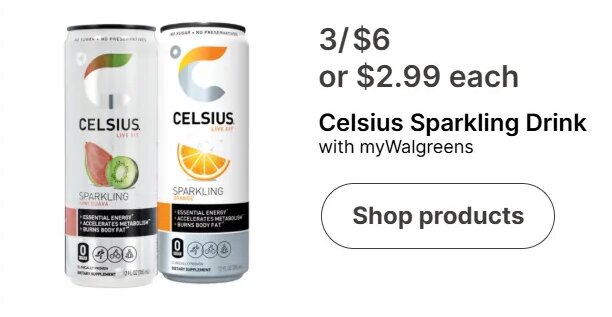 Celsius Sparkling Drink at Walgreens