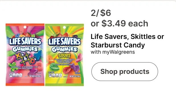 Life Savers, Skittles or Starburst Candy at Walgreens