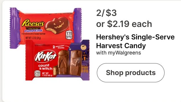Hershey's Single-Serve Harvest Candy at Walgreens