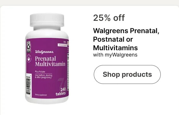 Walgreens Prenatal, Postnatal or Multivitamins