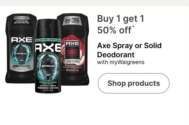 Axe Spray or Solid Deodorant