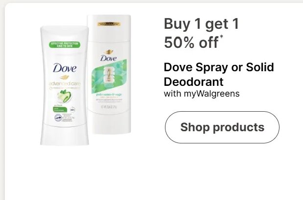 Dove Spray or Solid Deodorant