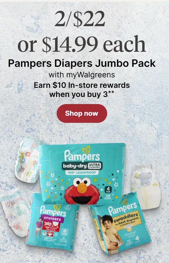 Pampers Diapers Jumbo Pack at Walgreens