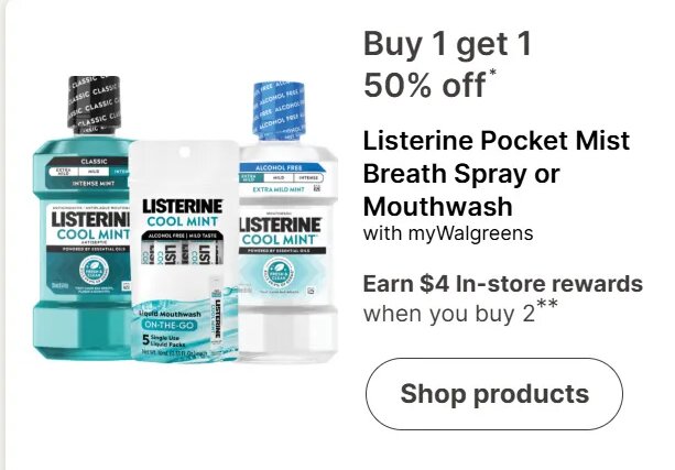 Listerine Pocket Mist Breath Spray or Mouthwash